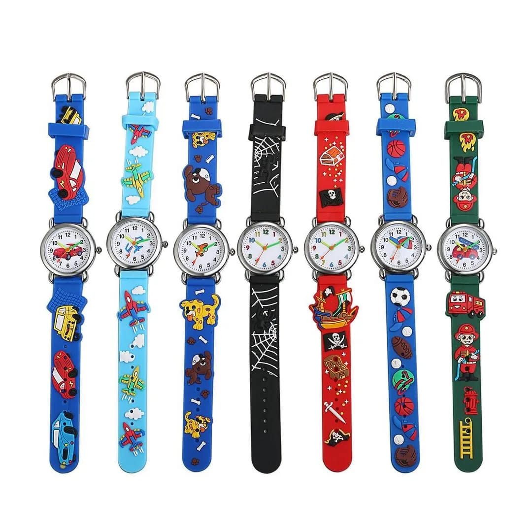 Kids Cartoon Silicone Strap Analog Watch – Cute 3D Design Wrist Watch for Boys & Girls