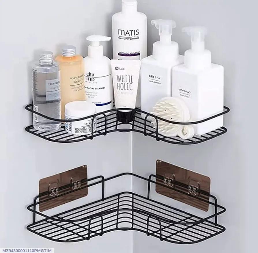 Wall-Mounted Corner Bathroom Shelf – Rustproof Metal Shower Caddy Organizer (No Drilling Required)