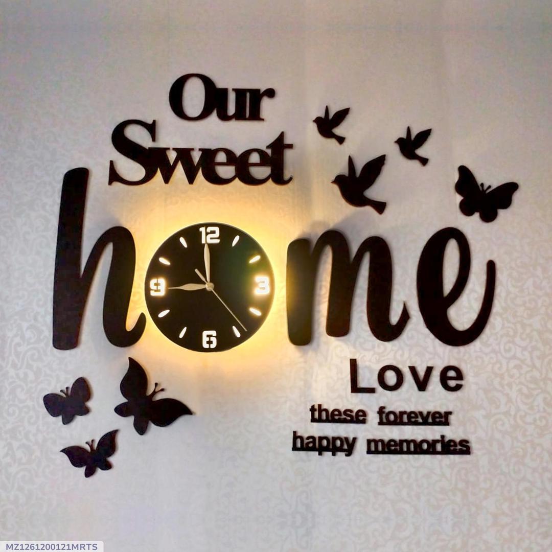 Our Sweet Home 3D DIY Wall Clock with Butterflies & Birds – Modern Acrylic Wall Decor for Living Room
