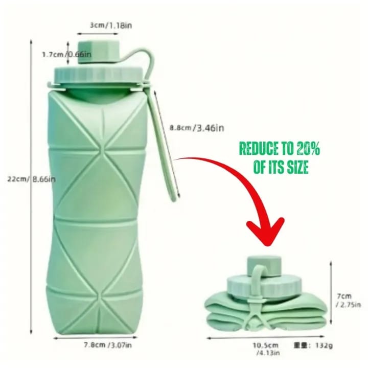 Foldable Silicone Water Bottle (600ml) – Compact, Unbreakable & Travel-Ready