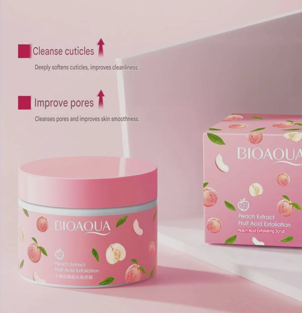 BIOAQUA Peach Extract Fruit Acid Exfoliating Scrub (140g) – Smooth, Radiant & Glowing Skin