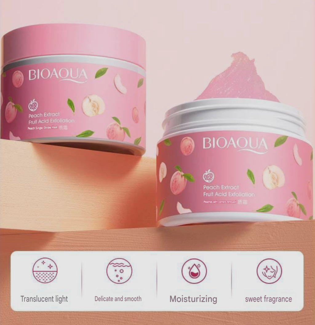 BIOAQUA Peach Extract Fruit Acid Exfoliating Scrub (140g) – Smooth, Radiant & Glowing Skin